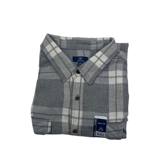 George Cotton Blend Flannel Button Down Long Sleeve Shirt Men's Size 3XL (54-56) - Picture 3 of 6